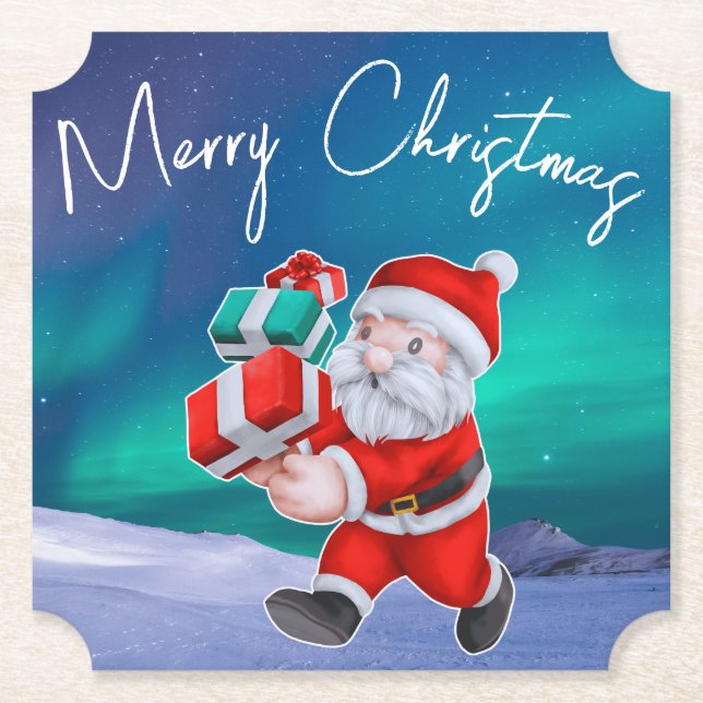 Posavasos De Papel Santa está de camino a los Navidades de las aurora (Anverso)