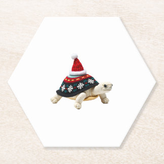 Posavasos De Papel Santa Hat Tortoise - Vintage Sea Turtle Xmas Ugly 