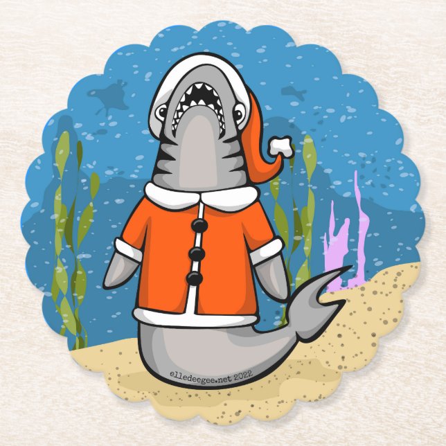 Posavasos De Papel Santa Shark (Anverso)