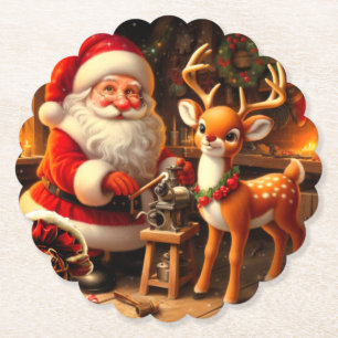 Posavasos De Papel Santa y reno