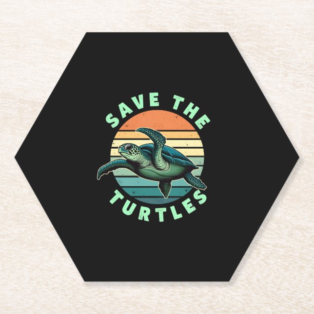 Posavasos De Papel Save The Turtles Animal Turtle Pet Lover (3) (Anverso)