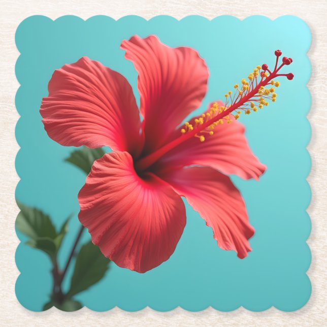 Posavasos De Papel Scarlet Bloom: La radiación de un Hibiscus Rojo (Anverso)