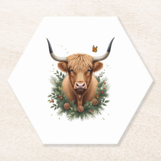 Posavasos De Papel Scottish Highland Cow Cattle Hairy Cow Christmas W