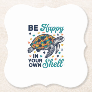 Posavasos De Papel Sé Feliz En Tu Propio Diseño De Camiseta De Tortug