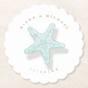 Posavasos De Papel Sea Foam Beach Wedding Starfish ID837