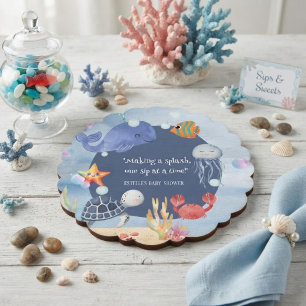 Posavasos De Papel Sea You Soon acuarela azul niño animales marinos