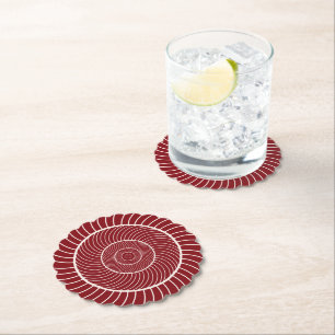 Posavasos De Papel Secuencia fibonacci de espiral de crema roja de Bo