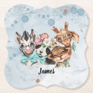 Posavasos De Papel Selva azul de animales salvajes para los niños
