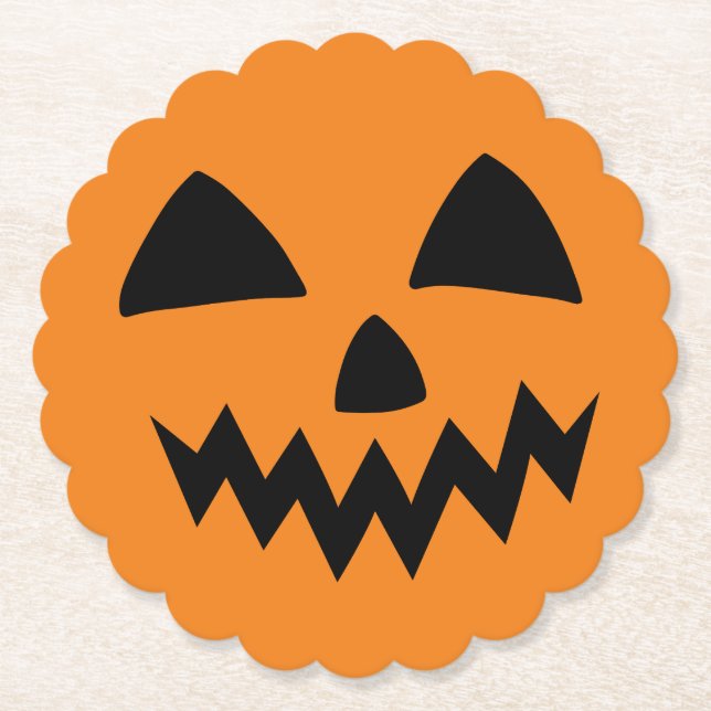 Posavasos De Papel Sencilla calabaza de Halloween cara Fiesta miedo f (Anverso)