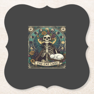 Posavasos De Papel Señora Gatos Haloween Esqueleto Floral Luna Brújul