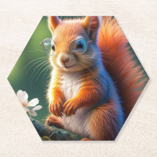 Posavasos De Papel Sentada de ardilla marrón en la rama 567656