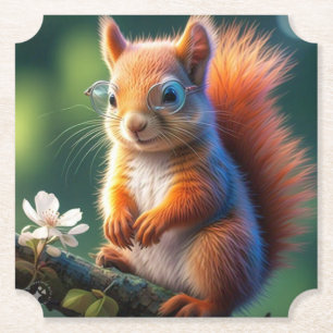 Posavasos De Papel Sentada de ardilla marrón en la rama 567656