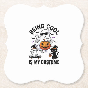 Posavasos De Papel Ser Genial Es Disfraz Fantasma De Halloween Gato C