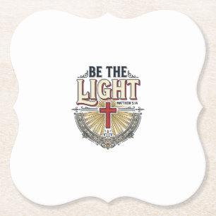 Posavasos De Papel Ser La Luz Diseño de Camiseta Cristiana Vintage_1