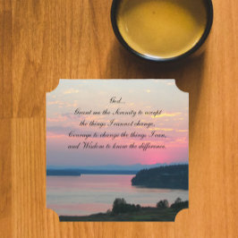 Posavasos De Papel Serenity Prayer Pink Seascape Sunset