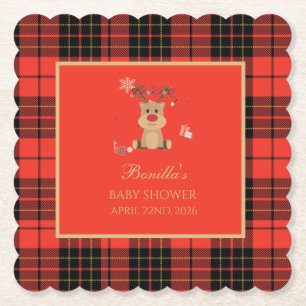 Posavasos De Papel Servilletas de papel para baby shower vintage rojo