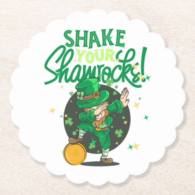 Posavasos De Papel Shake your shamrock, St Patricks day, Slainte (Anverso)
