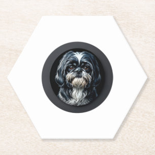 Posavasos De Papel shih tzu negro