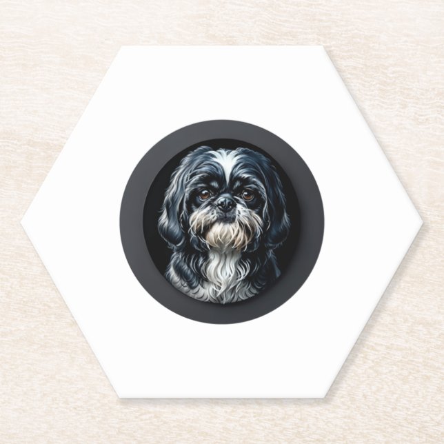 Posavasos De Papel shih tzu negro (Anverso)