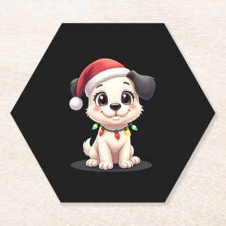 Posavasos De Papel Shih Tzu Santa Christmas Tree Lights Xmas Dog Love