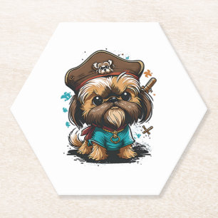Posavasos De Papel Shorkie Shih Tzu Yorkie Yorkshire Dog Pirate