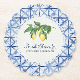 Posavasos De Papel Shower Shibori Indigo Pattern w Lemon Leaf