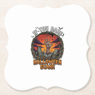 Posavasos De Papel Si Te Atreves Calavera Mano Zombie Lápida de Hallo