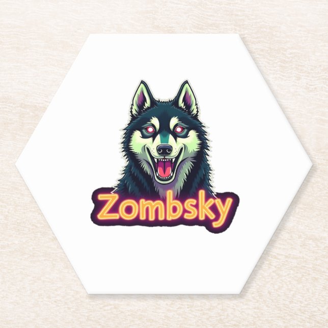 Posavasos De Papel Siberian Husky Sibe Zombie Dog Halloween Essential (Anverso)