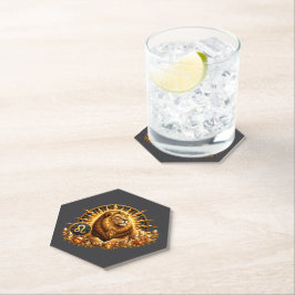 Posavasos De Papel Signo zodiacal Leo dorado con piedras preciosas