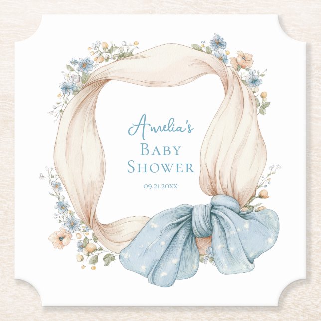 Posavasos De Papel Silly Goose Blue Floral Paper Coaster (Anverso)