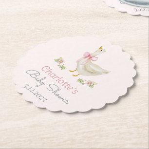 Posavasos De Papel Silly Goose en el suelto Baby Shower de Bow Rosado