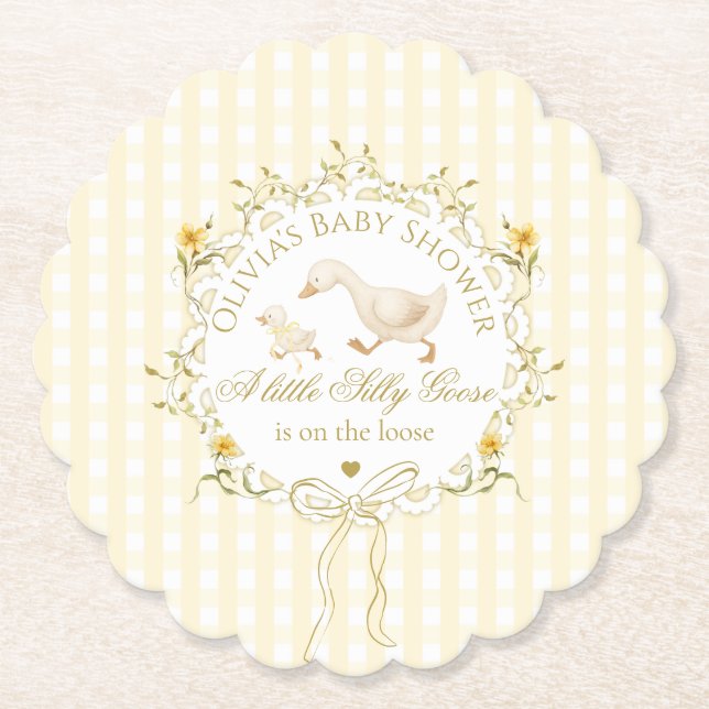 Posavasos De Papel Silly Goose Gender neutral Yellow Baby Shower (Anverso)