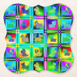 Posavasos De Papel Siluetas aterradoras en un patrón de tablero de aj