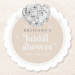 Posavasos De Papel Silver Retro Disco Groovy Bridal Shower