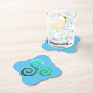 Posavasos De Papel Símbolo celta de la época de Emerald Triskele