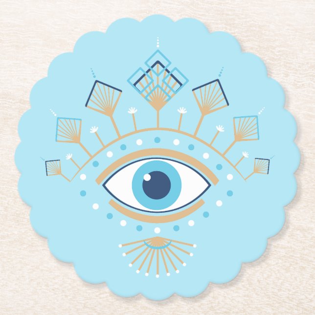 Posavasos De Papel Símbolo de protección turco de ojo de maldad grieg (Anverso)