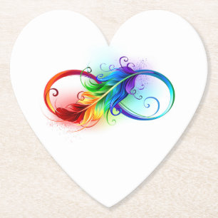 Posavasos De Papel Símbolo infinito con pluma arco iris