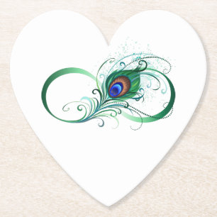 Posavasos De Papel Símbolo infinito con pluma de pavo real