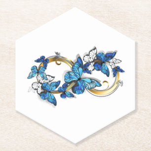 Posavasos De Papel Símbolo infinito de mariposas Morpho azules