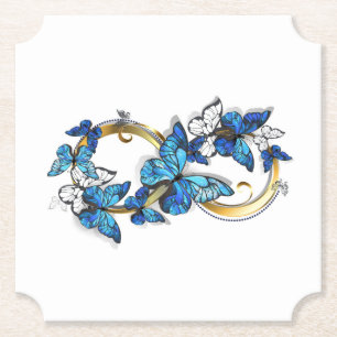 Posavasos De Papel Símbolo infinito de mariposas Morpho azules
