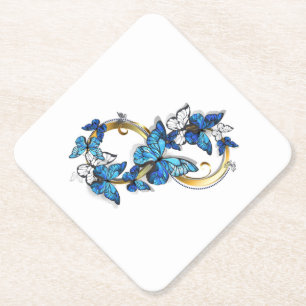 Posavasos De Papel Símbolo infinito de mariposas Morpho azules