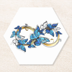 Posavasos De Papel Símbolo infinito de mariposas Morpho azules