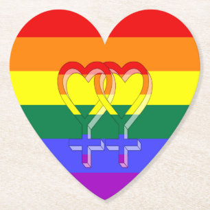 Posavasos De Papel Símbolos del Orgullo Femenino Bandera Arcoiris