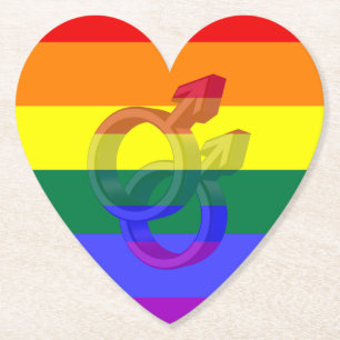 Posavasos De Papel Símbolos del orgullo masculino Bandera arco iris