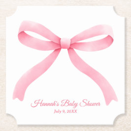 Posavasos De Papel Simple Bow Rosa Girly Baby Shower