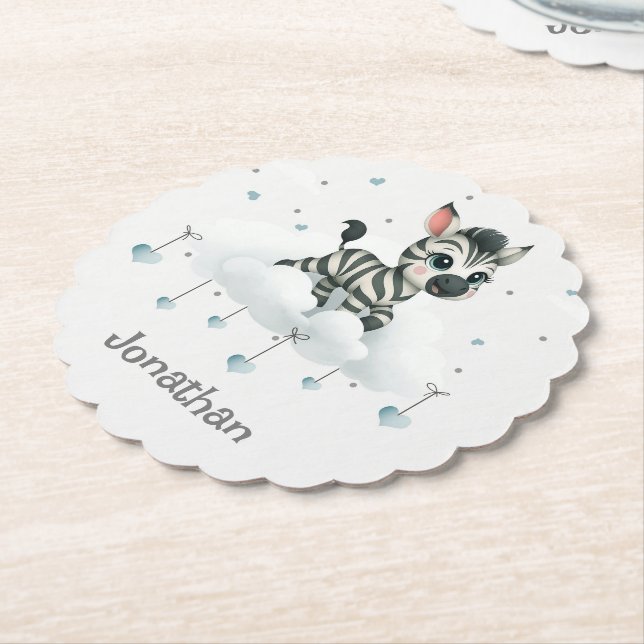 Posavasos De Papel Simple cute little cartoon zebra  (En perspectiva)