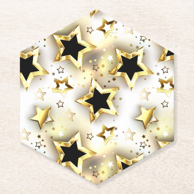 Posavasos De Papel Sin inconvenientes de luz con estrellas de oro (Anverso)
