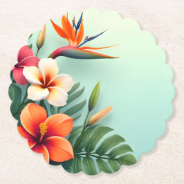 Posavasos De Papel Sinfonía floral tropical radiante
