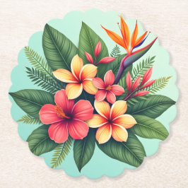 Posavasos De Papel Sinfonía floral tropical radiante