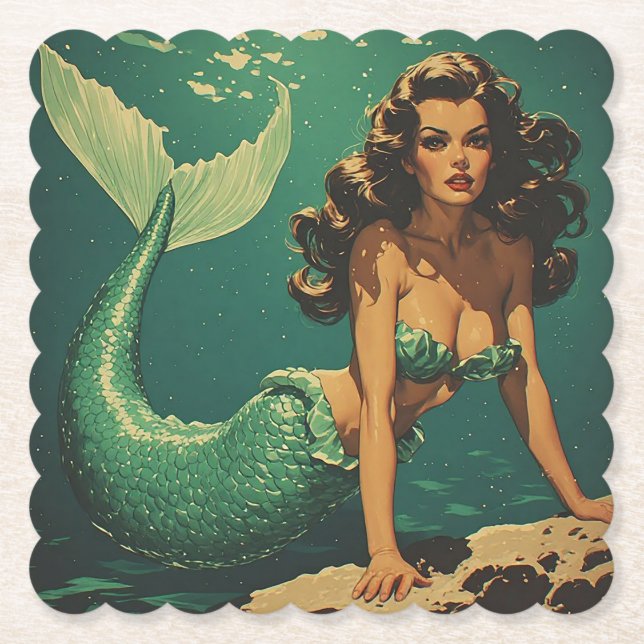 Posavasos De Papel Sirena del fondo (Anverso)